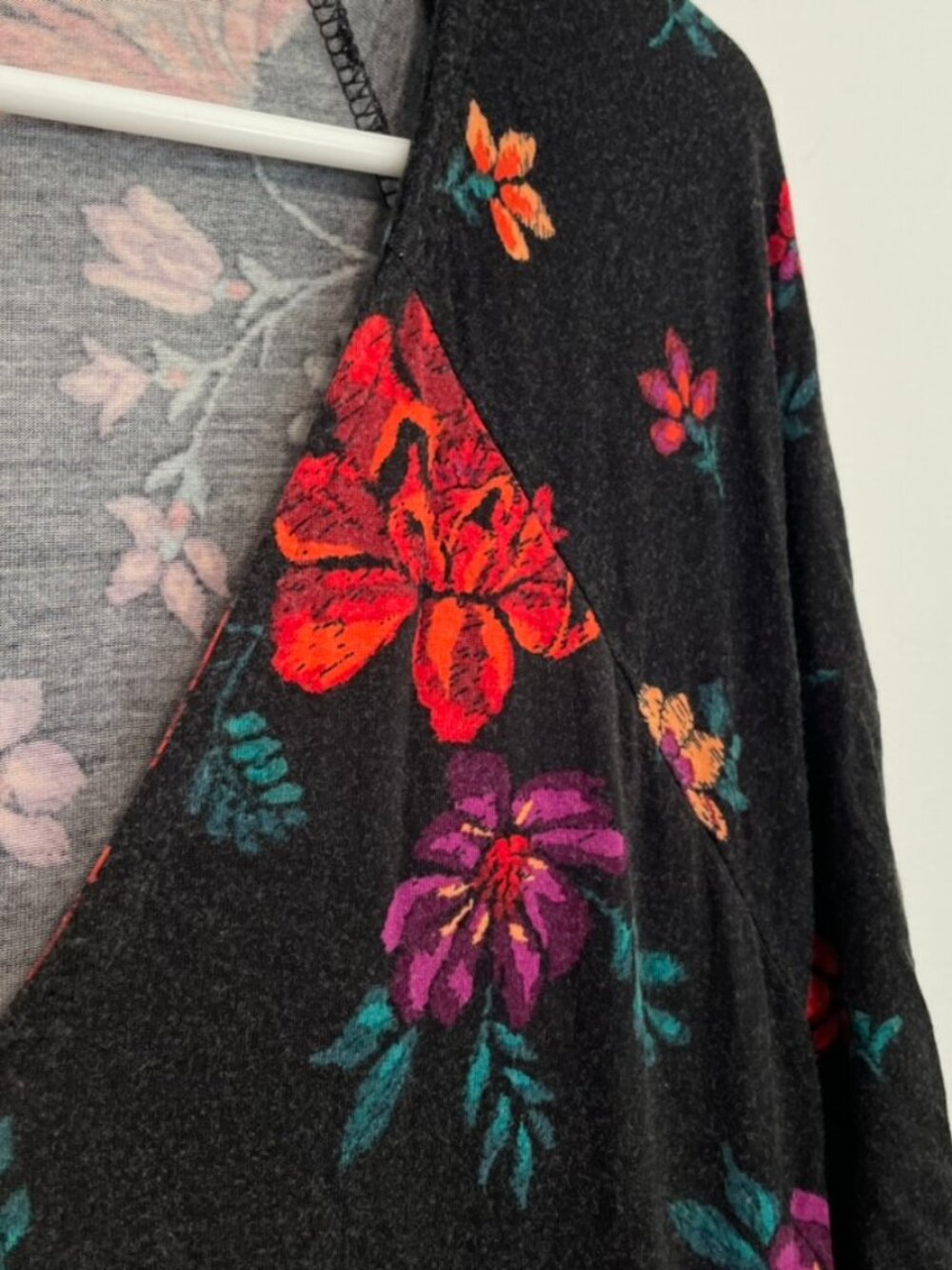 TORRID 2 Plus Size Mini Super Soft Skater Dress Black Red Teal Floral 3/4 Sleeve - Picture 7 of 16